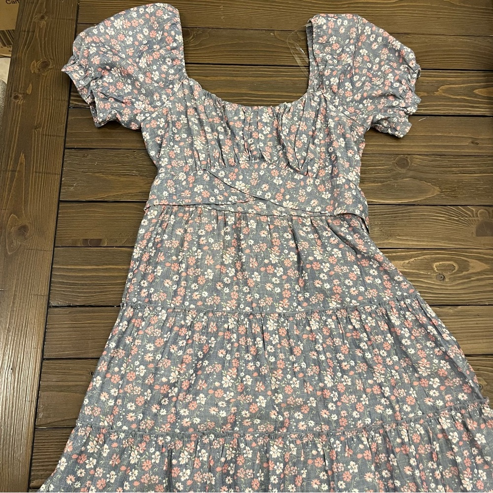 Altar'd State Denim Blue Floral Dress